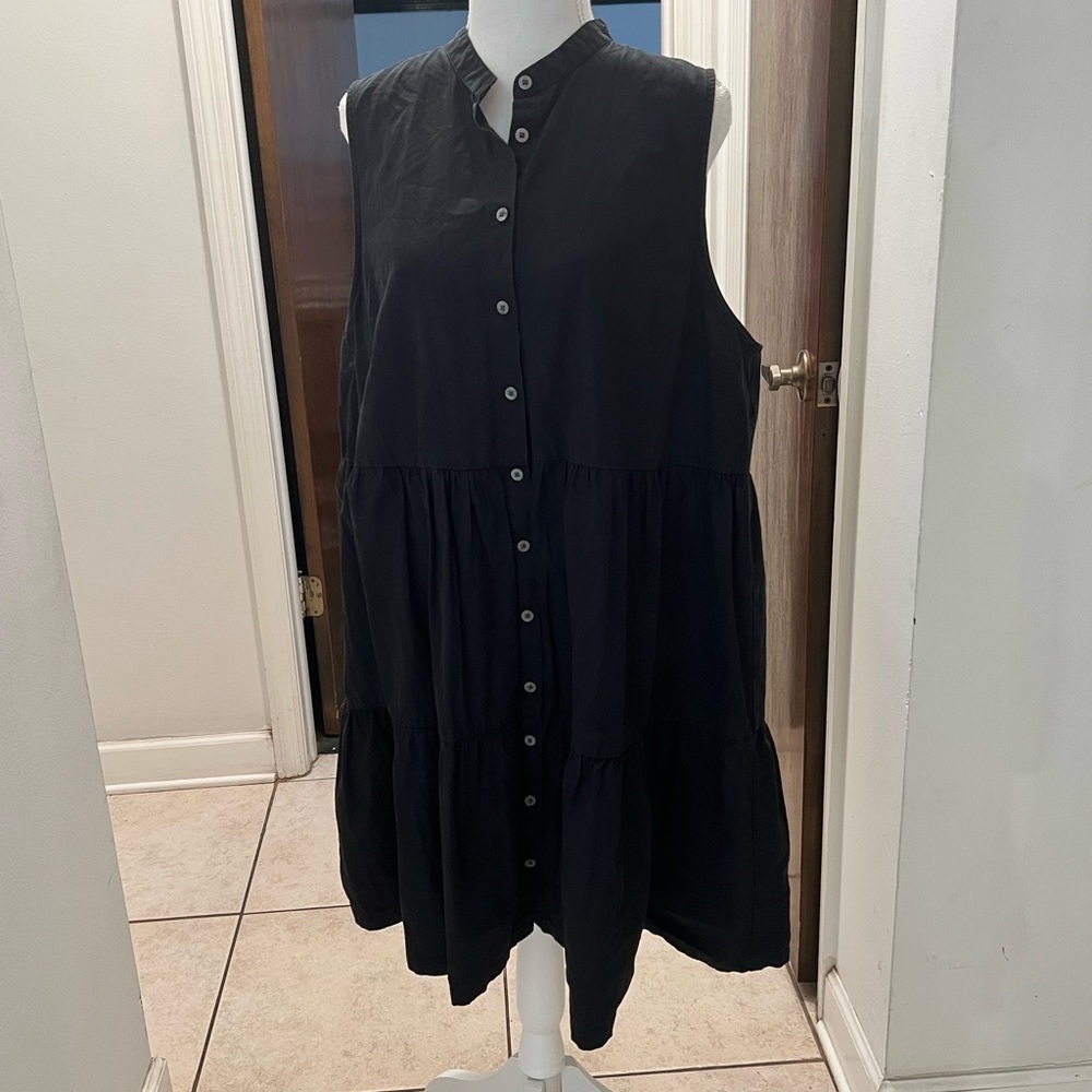 Madewell black tiered shirt dress size xl